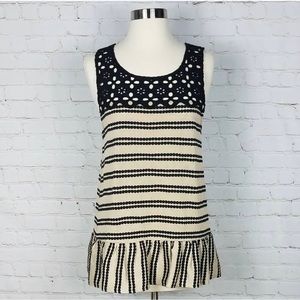 Free People Top Peblum, cream, black, small